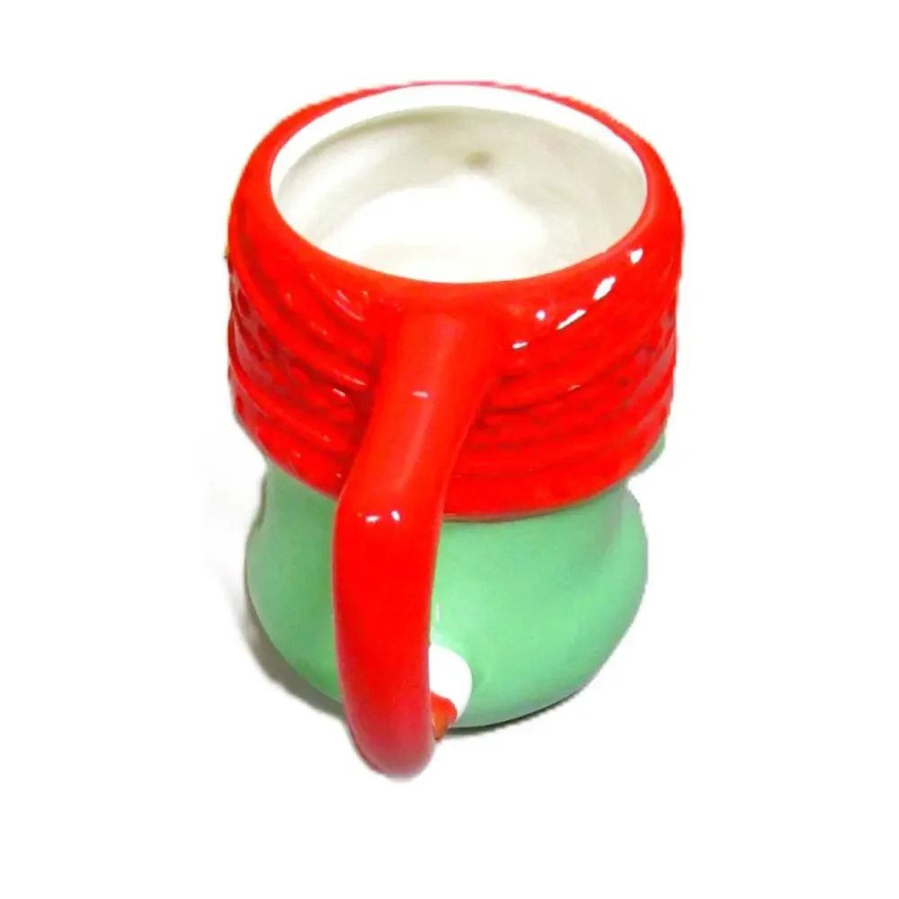 Festive Gnome Mug Red and Green Holiday Ceramic Cup Cocoa Coffee Egg Nogg Tea